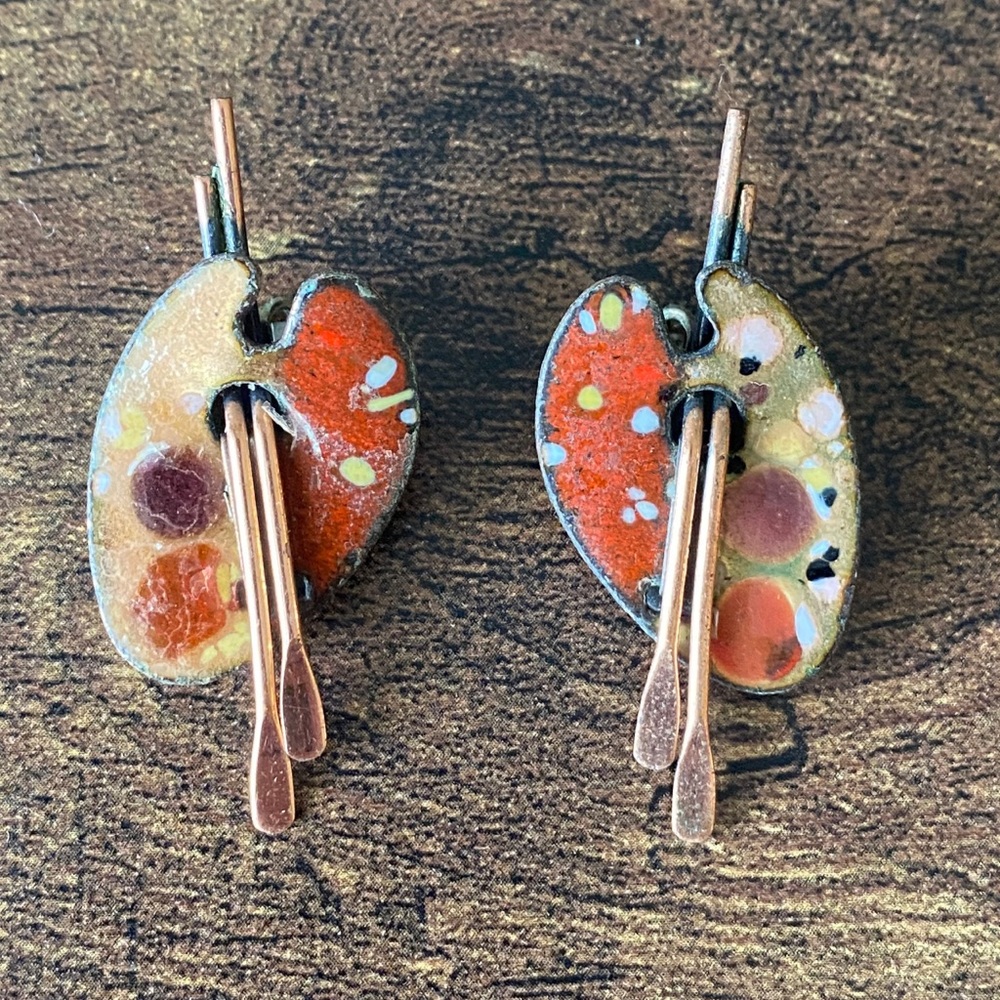 Matisse art palette clip on earrings